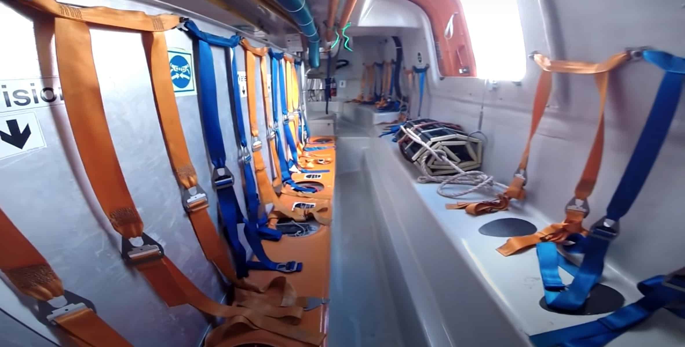 inside a yacht lifeboat