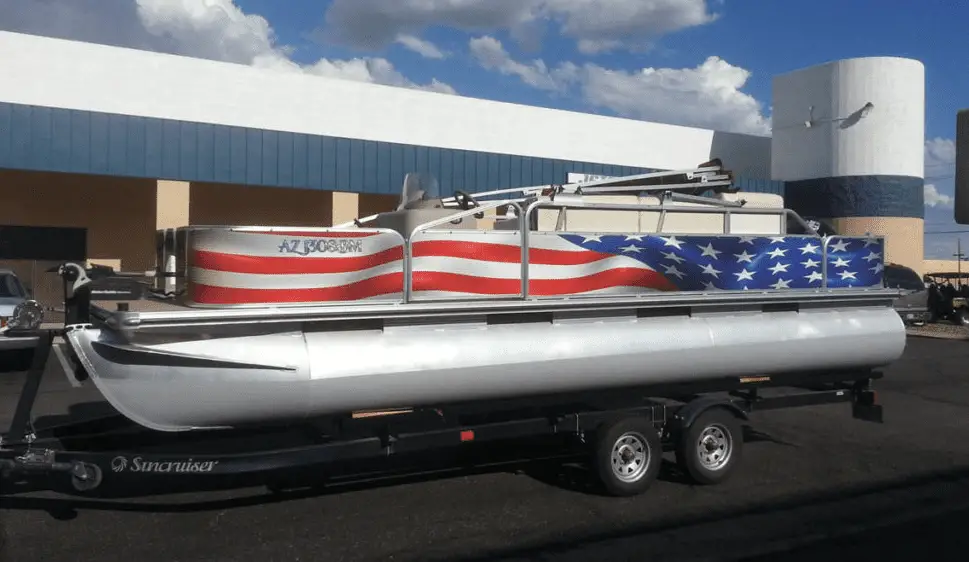 american flag pontoon boat wrap
